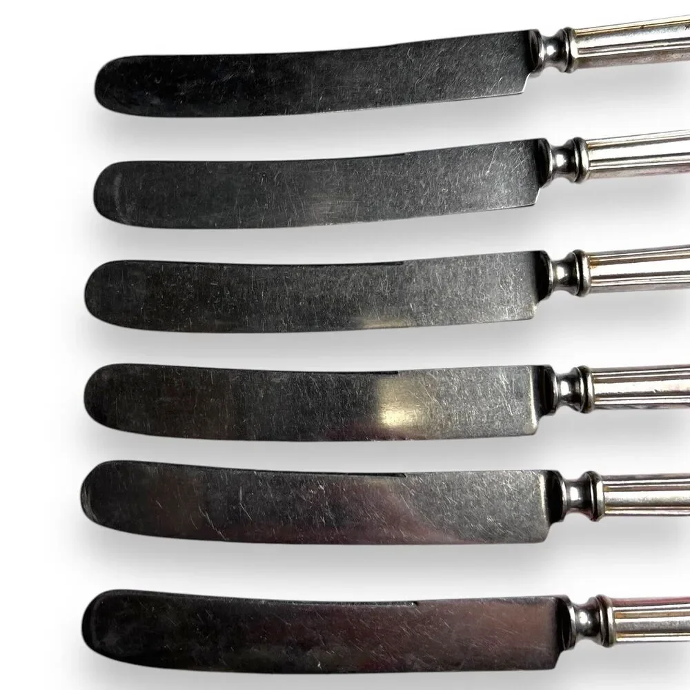 Alvin Silmet Vintage Set Of 6 Silver Plated Kitchen Dinner Butter Knives - 9”